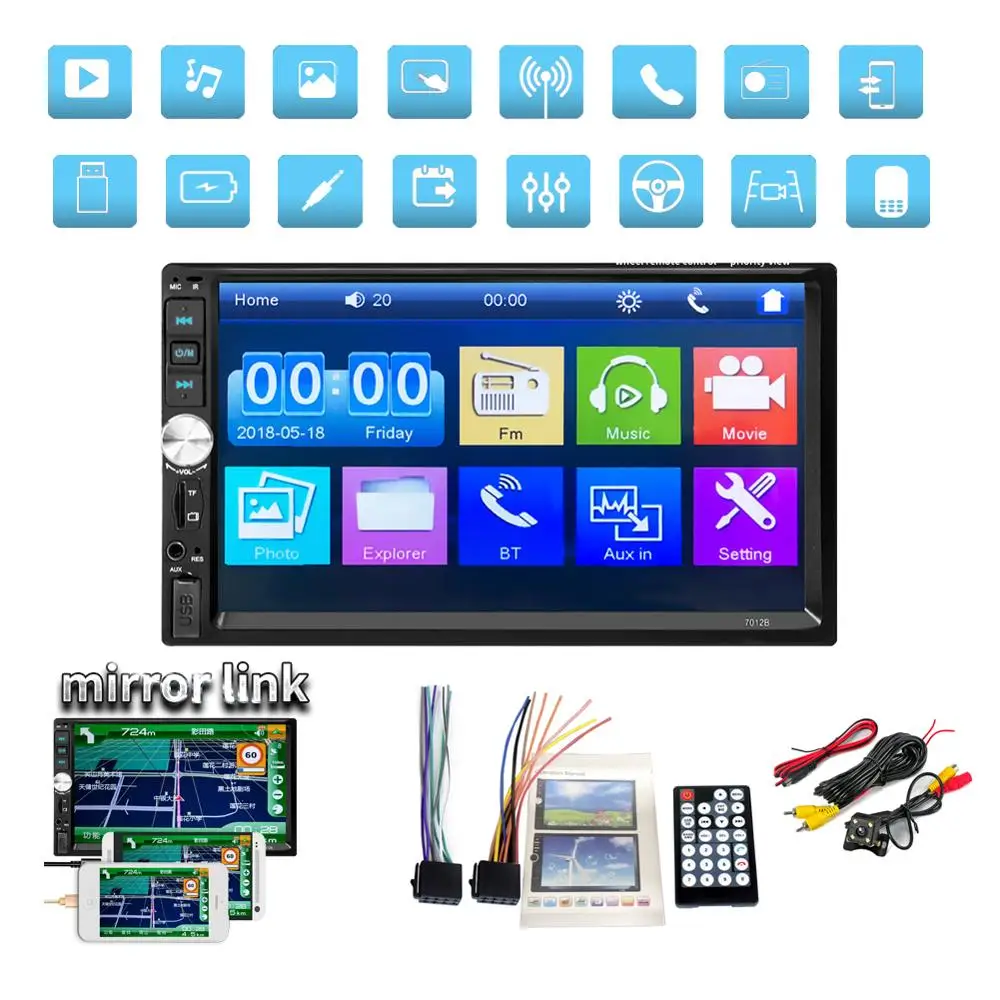 

2 din Car Radio 7" HD Autoradio Multimedia Player 2DIN Touch Screen Auto audio Car Stereo MP5 Bluetooth USB TF FM Camera