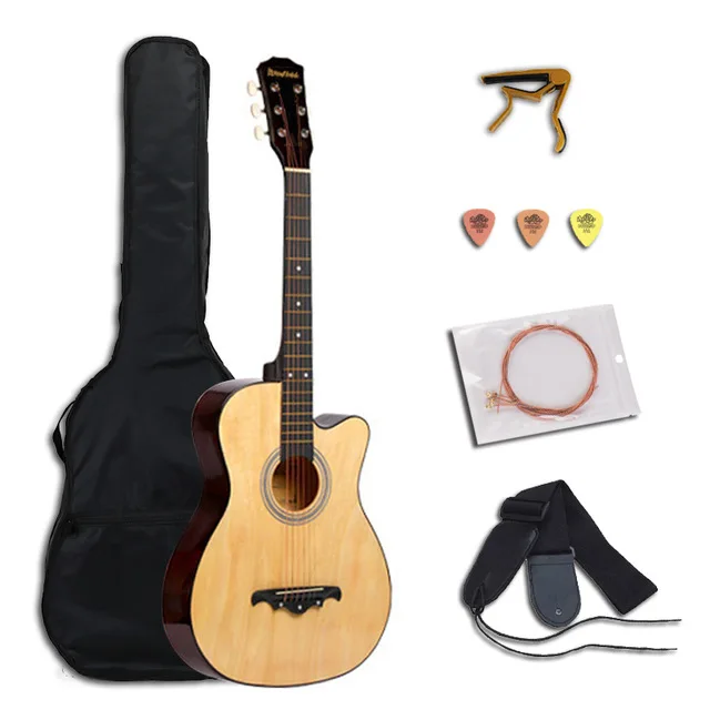 38/41 дюймов Акустическая гитара для начинающих наборы с Капо медиаторами 6 струн гитара липа Музыкальные инструменты AGT166 - Цвет: AGT16AWooden