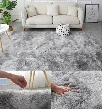 

Nordic Solid long Plush Gradient color Rugs For Living Room Large Size Anti-Slip Bedroom/Soft Carpets Child Bedroom Mat