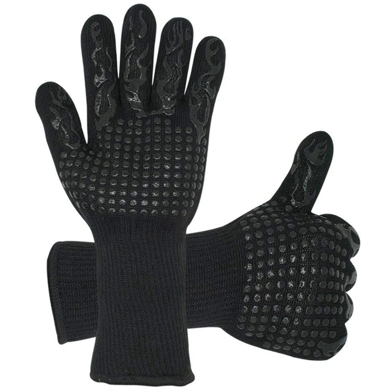 

1Pair Fire Gloves High Temperature Resistant Gloves Microwave Oven Outdoor Barbecue 1472 Fahrenheit Bbq Hot Flame Proof Working