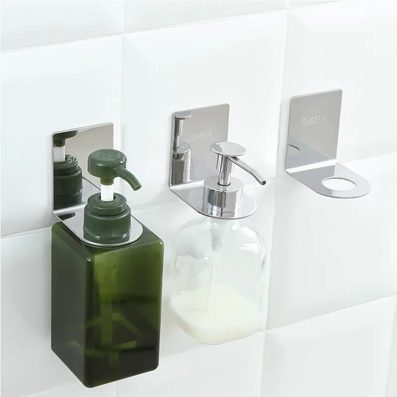Good Deal 1pc Stainless Shampoo Holder Wall Mounted Shower Bottle Hanger Storage Rack for Bathroom glLq1xYBL