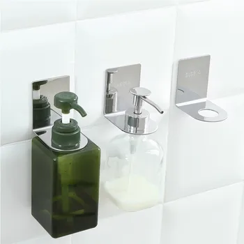 

1pc Stainless Shampoo Holder Wall Mounted Shower Bottle Hanger Storage Rack for Bathroom Free Punching