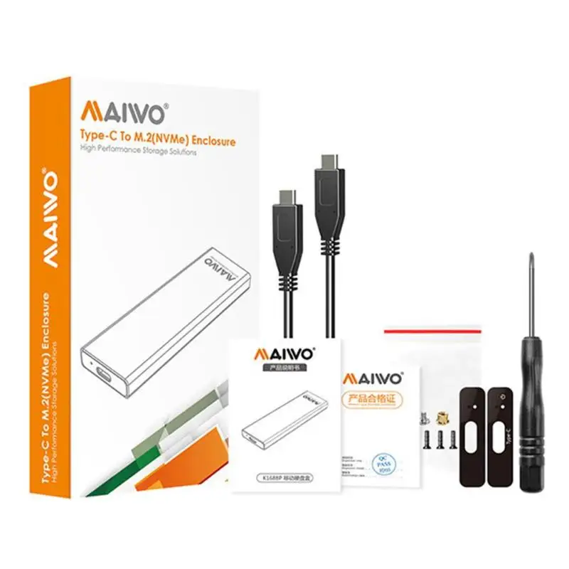 MAIWO K1688P M.2 NVMe PCI-E SSD адаптер Корпус type-C твердотельный корпус коробка алюминиевый сплав HDD SSD чехол для настольного ПК