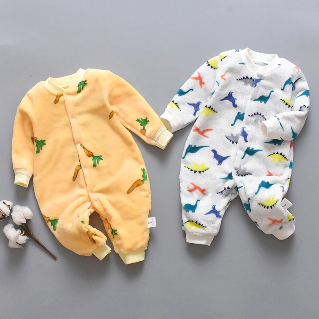 Зимние пальто, комплект одежды для новорожденных с рисунком динозавра из мультфильма флисовый теплый комбинезон, спортивный костюм мягкая Пижама, комплект детской одежды, детская одежда, костюм M850