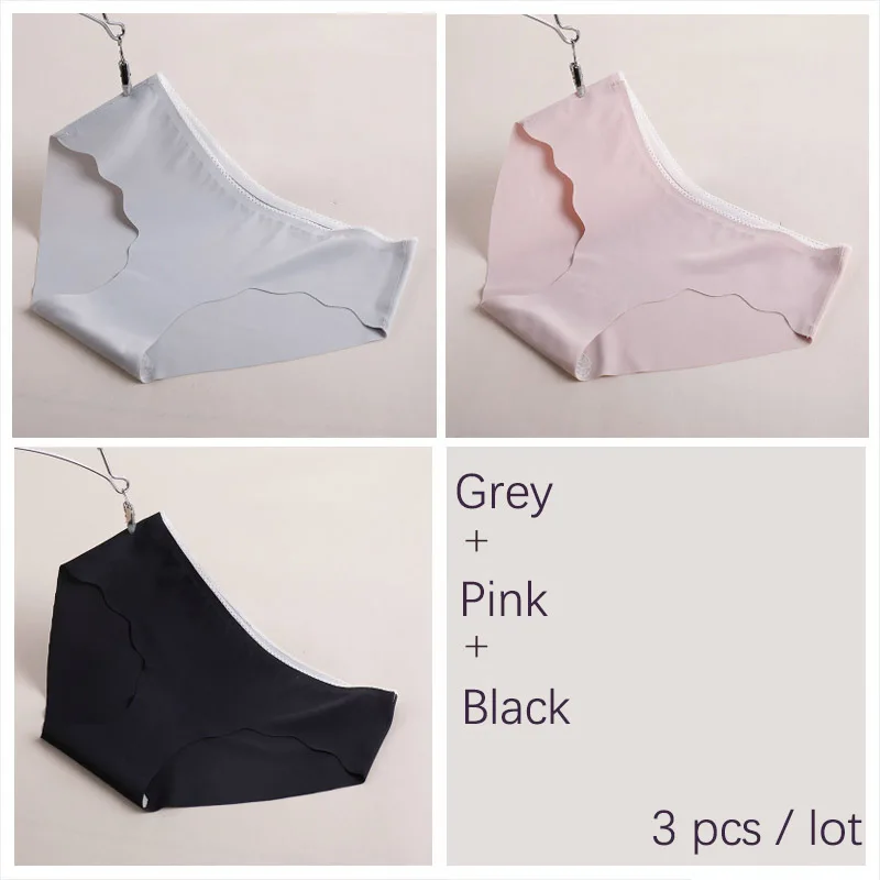 Grey Pink Black Антибактериальное шелковое женское нижнее белье, Новое сексуальное хлопковое удобное дамское нижнее белье DULASI - Цвет: Grey Pink Black