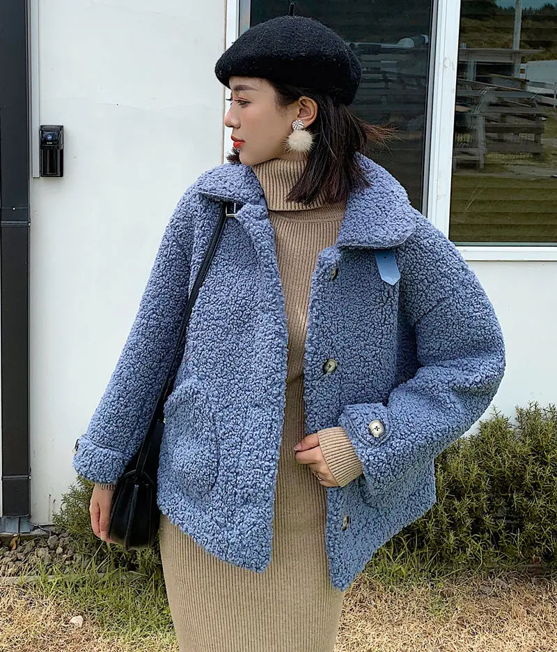 Женское зимнее теплое плюшевое пальто модное пальто из искусственного меха куртка из меха ягненка Женская Базовая Куртка парка верхняя одежда Смешанное пальто