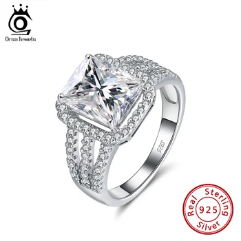 

ORSA JEWELS Exquisite Cocktail Ring 8mm Square Cut Cubic Zircon Exaggerated Design Finger Accessory Jewelry For Tarty SR177