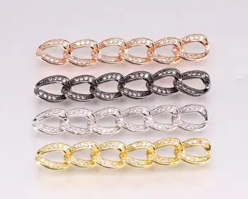 

5pcs Metal Copper Micro Pave CZ Chain Links connector For DIY Jewelry Making