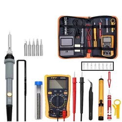 Fer à souder électrique à température réglable 60W avec multimètre, 19 pièces/ensemble, Kit d'outils de soudage, équipement de réparation 