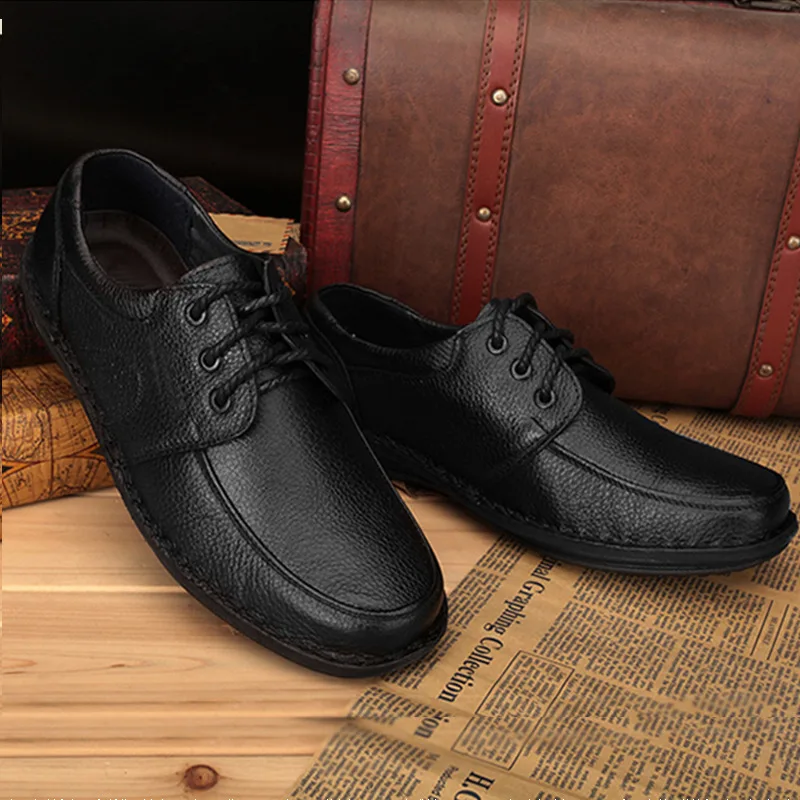 

Summer Casual Leather Shoes Men's Low Top Shoes for the Old 2019 Autumn New Style MEN'S Shoes Handmade Sewing Soft-Sole Dad Shoe