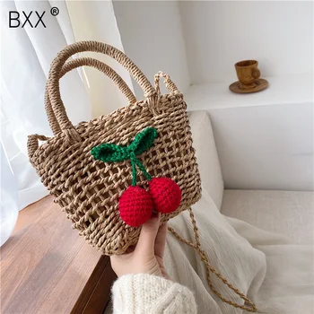 

[BXX] Straw Weave Crossbody Bags For Women 2020 Summer Small Shoulder Messenger Bag Fashion Quality Handbags and Purses HL205