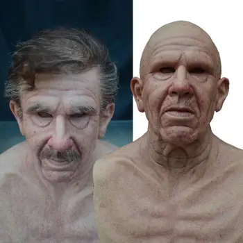 

1pcs Old Man Scary Mask Cosplay Scary Full Head Latex Mask Halloween Horror Funny Cosplay Party Mask Old Man Head Helmet Masks