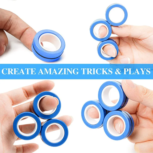 3Pcs Magnetic Rings Unzip AntiStress Fidget Ring Spinner Toy Magic Ring Props Tools Anti Stress Figet Stress Child Toys Relief 5
