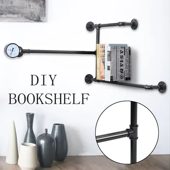 

Vintage Retro Black Iron Industrial Pipe Shelf Bracket Mounting Bracket Holder Wall Floating Storage Holders Racks Home Decor