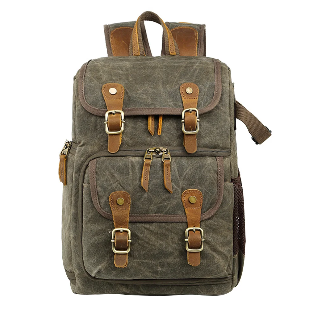 

Retro Men Large Capacity Photography Backpack Wear-resistant Outdoor Camera Laptop Bag Zipper Travel Casual Batik Canvas Solid