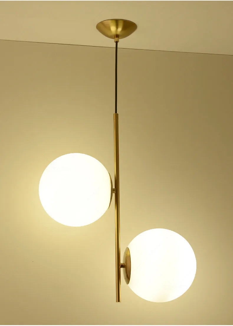 

New glass Postmodern led pendant light metal lamp shade modern glass ball