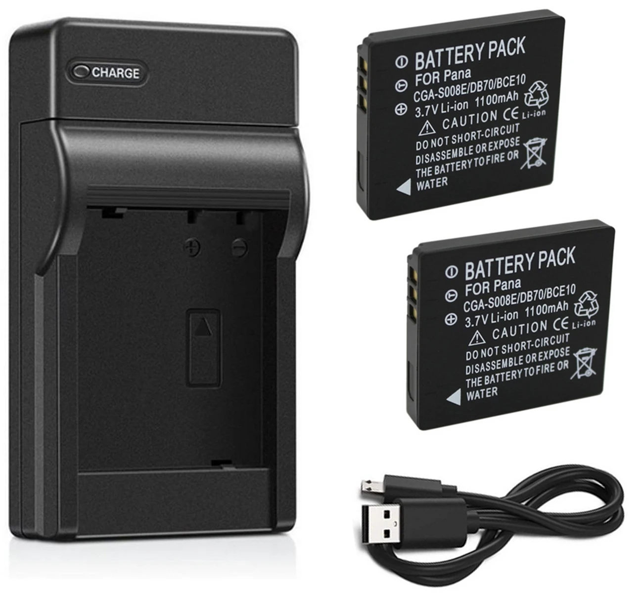 Перезаряжаемая литий-ионная батарея(2-Pack)+ зарядное устройство для Panasonic DMW-BCE10, DMW-BCE10E, DMW-BCE10PP, VW-VBJ10, VW-VBJ10E-K - Цвет: 2B and USB Charger