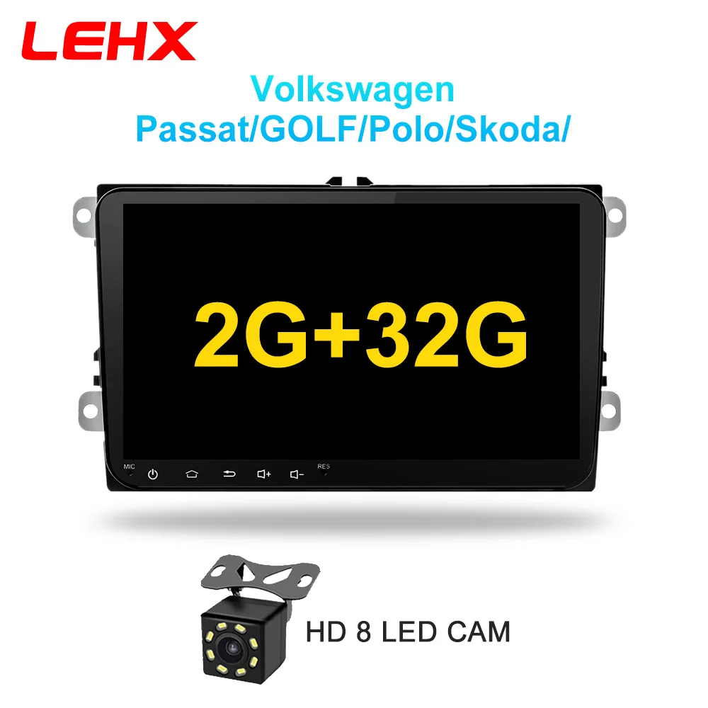 LE-VW-32G-cam LEHX 9 дюймов Автомобильный Android 8,1 автомобильный Радио gps авто радио 2 Din USB для VW Skoda Octavia golf 5 6 touran passat B6 jetta polo tiguan - Цвет: LE-VW-32G-cam