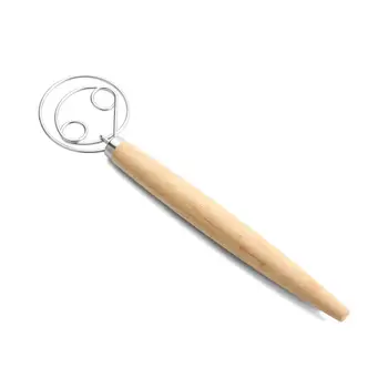 

Eggs Beater DIY Mixer Tool Bread Dough Bakeware Dough Whisk 13 Inch Oak Wood Handle Stainless Steel Blender Kitchen Gadgets HOT