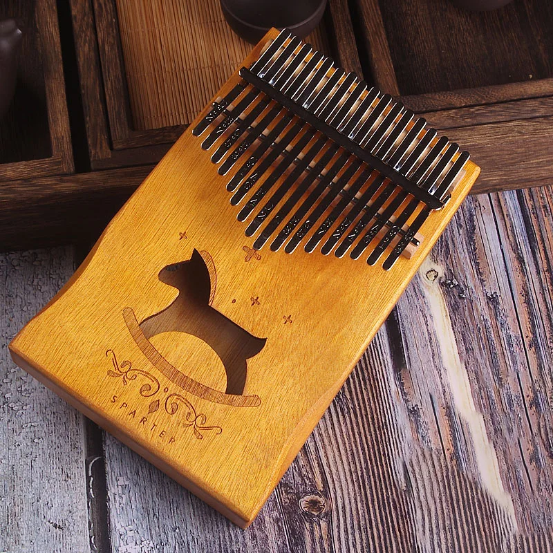 17 Keys Kalimba African solid Mahogany Thumb Piano 17 keys Solid Wood Kalimba Musical Instrument High-Quality Wood Finger Piano