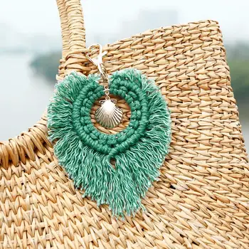 

Ybollar Boho Tassel Keychain for Women Girl Handmade Macrame Heart Shell Pendant Key Ring Key Holder Bag Charm Jewelry Gift