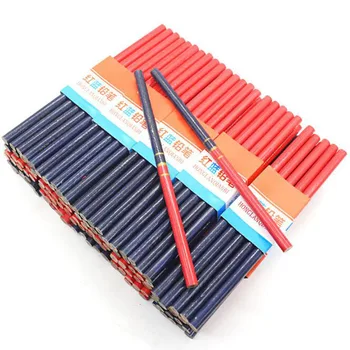 

10 Pieces / Hand Carpentry Pencil For Hand Tools Two-Color Construction Worker Woodworking Blue And Red Thick Core Round Pencil