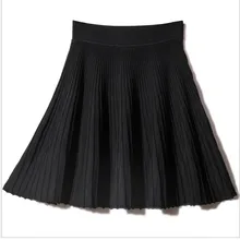 Винтажная черная винно-красная Гибкая эластичная мини-юбка с высокой талией, плиссированная трапециевидная трикотажная юбка для женщин, женские юбки saia saias faldas