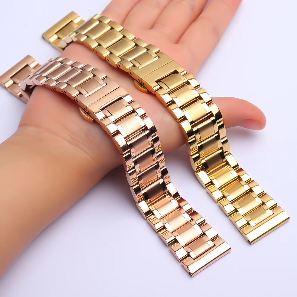 Cinturino In Acciaio Inossidabile Cinturino Per Orologio Cinturino In Metallo 14-26Mm Dimensioni Larghezza Per Longines Tissot Armani Oro Rosa Dorato 