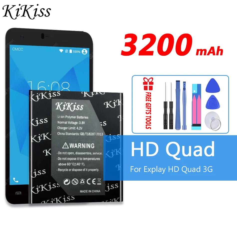 Аккумулятор большой емкости 3200 мАч для сотового телефона Explay HD Quad 3G литий-ионный