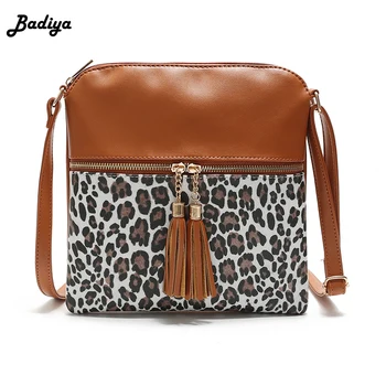 

High Quality Women Messenger Bag New Leopard Tassel Zipper Shoulder Bag Portable Female Phone Flap Bag Crossbody Bag for Lady