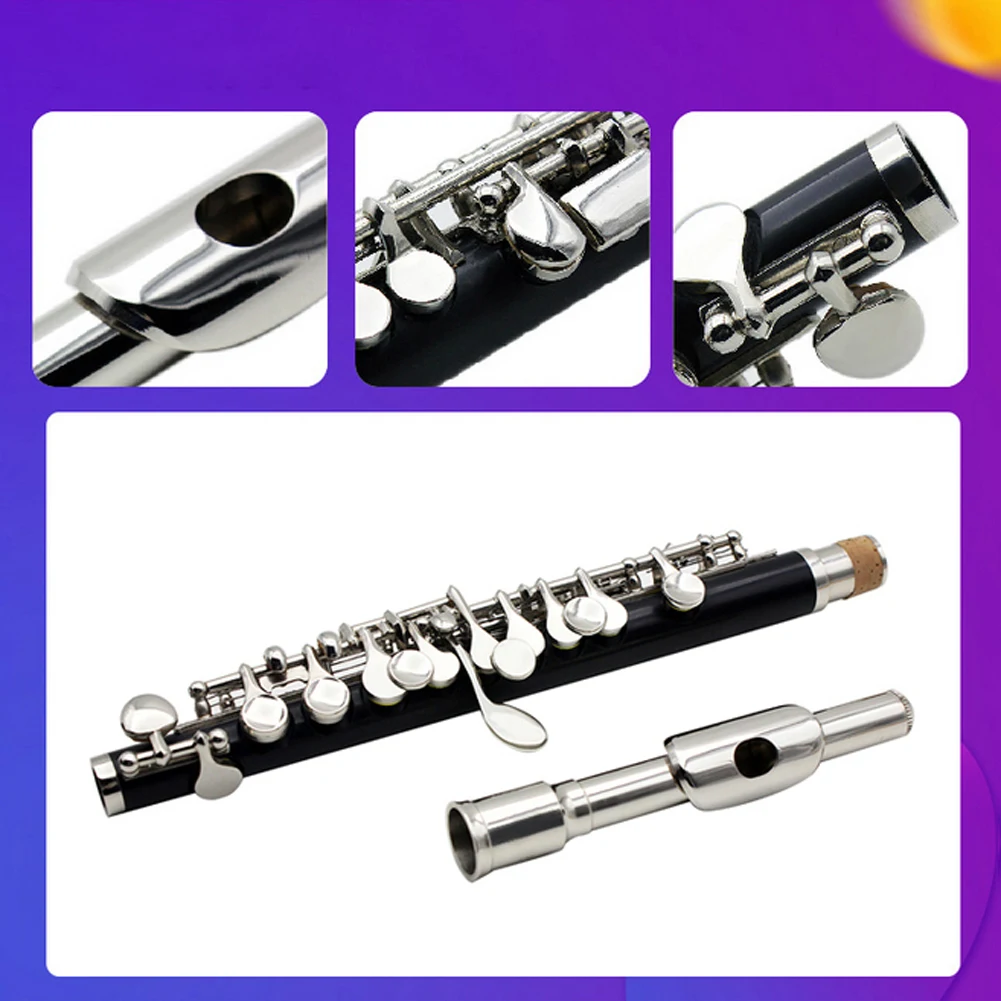 Half-size Flute Cupronickel Silver Plated C Key Tone with Cork Grease Polish Cloth Cleaning Stick Padded Box Screwdriver