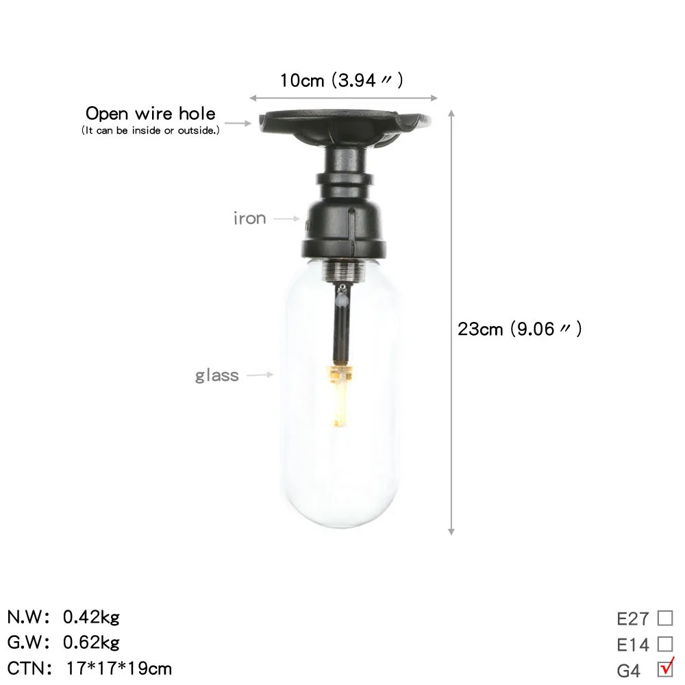 Ретро промышленный потолочный светильник винтажный черный водопровод лампа включает стеклянный абажур лампы гостиной спальни огни домашний свет - Цвет корпуса: 9