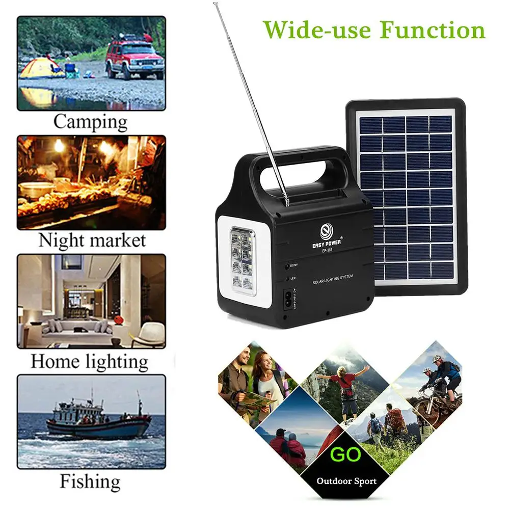 

Small Tool Accessories 110V-220V Home Solar Power Generator System 6V 24W Portable Multifunctional Solar Panel Backup Power