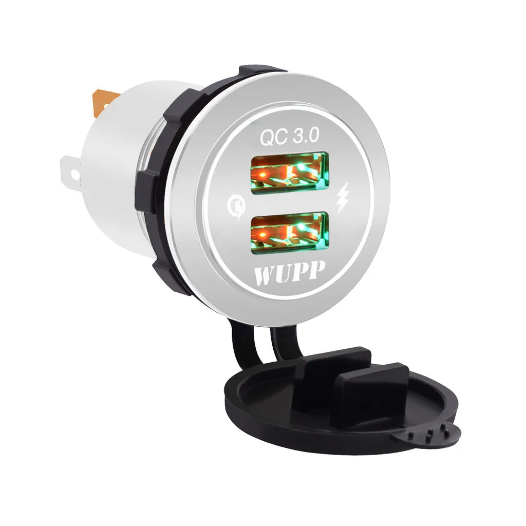 Алюминиевое быстрое автомобильное зарядное устройство QC 3,0 dual USB зарядное устройство автомобильное зарядное устройство для мотоцикла Модификация аксессуары зарядное устройство адаптер - Цвет: G