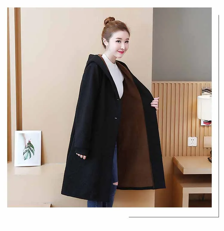 5XL размера плюс женская куртка с капюшоном средней длины вельветовые пальто стиль корейский Стиль Верхняя одежда свободная зимняя куртка для женщин Kpop