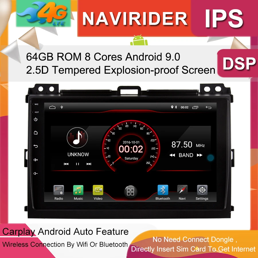 

Car Multimedia Player IPS Screen Monitor Prado GPS tape recorder Bluetooth Android 9.0 For Toyota LC120 2009 Vehicle Navigation