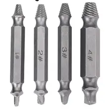 4 шт. поврежденных винтов экстрактор набор легко удаляет разделенные или поврежденные винты двухсторонние разделенные удалители ручные деревянные наборы инструментов V14