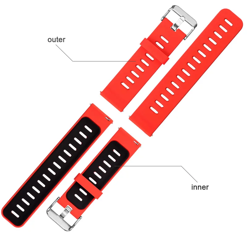 Soft Silicone Strap For Amazfit GTR 47MM Bracelet For huami amazfit stratos 2 pace Smart Watch Band Dual Color wrist strap 22mm