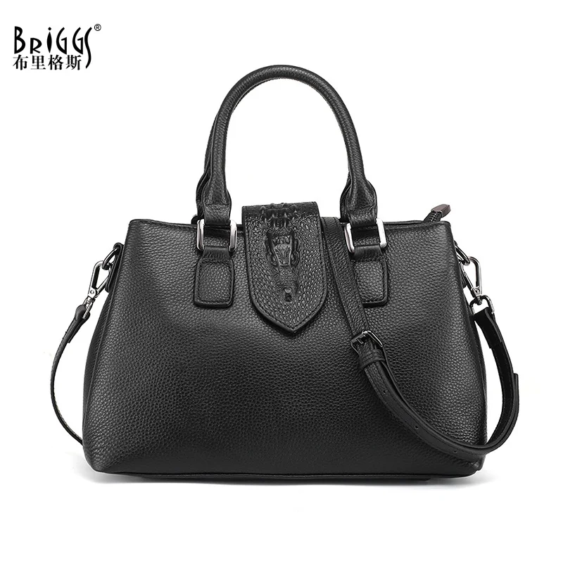 

BRIGGS Genuine Cow Leather Women Handbag Soft Real Leather Female Shoulder Bag Totes Fashion Luxury Crossbody Bags for Women