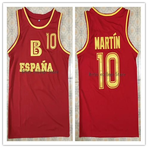 Camiseta de baloncesto Retro para hombre, prenda masculina color rojo con cualquier número, personalizada, con el nombre del equipo de España, número 10, número 10|Camisetas de baloncesto| - AliExpress