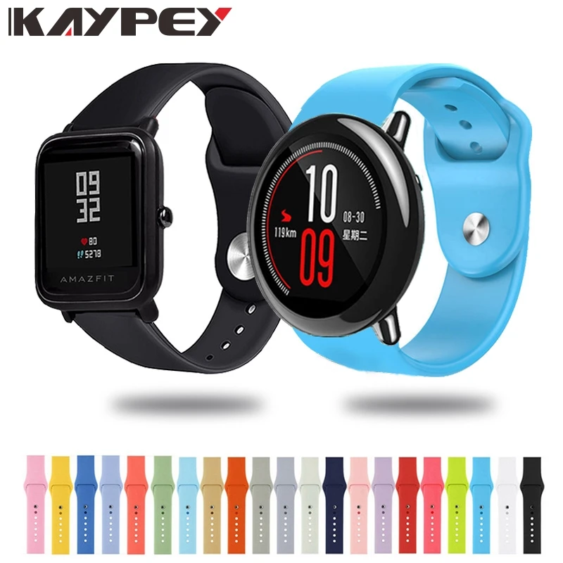 Силиконовый ремешок 22 мм 20 мм для Xiaomi Amazfit Bip GTS Pace stratos 2/2 S, универсальный браслет на запястье, спортивный ремешок, смарт-часы, браслет