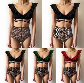 

JAYCOSIN Women's Two Piece Filled Bra Sexy Leopard Color Bathing Siamese Female Summer Lingerie Beachwear Wire Free 19Nov25