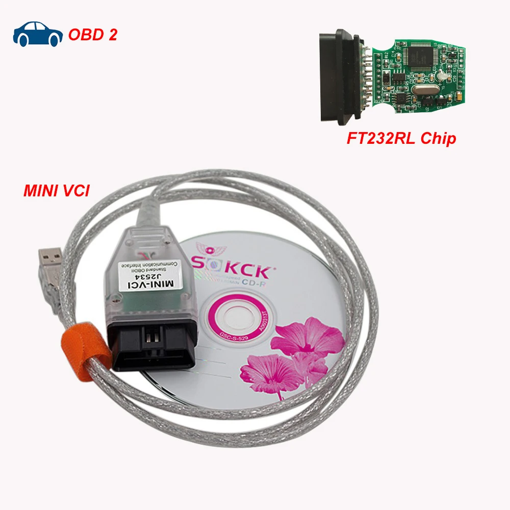 OBD2 диагностический USB-кабель с вилкой Mini VCI J2534 FT232RL чип 16Pin V13.00.022 для Toyota Camry 2.0A 2004 2.4A 2005/Corolla Altis 1.6A 2005