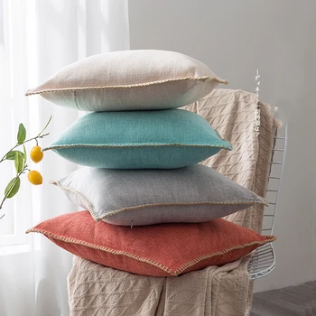 

FSISLOVER 2020 New ins Cushion Cover ins Solid Linen Pillowcase Pink High Quality Nordic Style Home Deco Pillow Cases