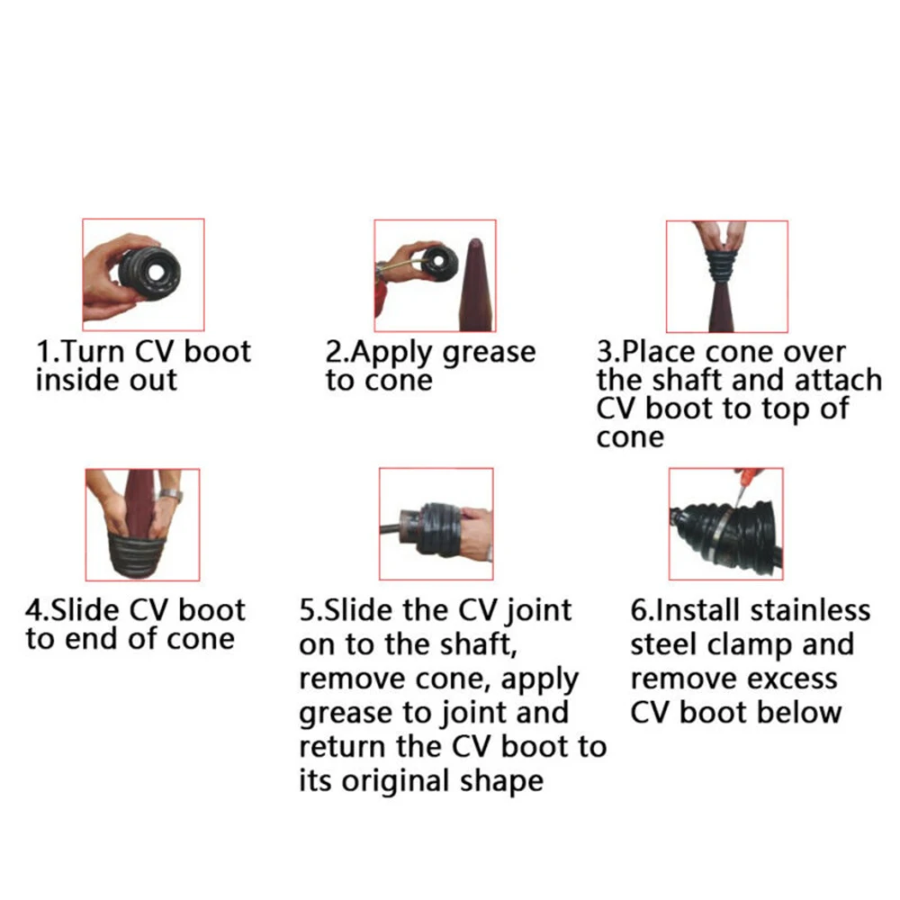 4pcs Universal Rubber Constant Velocity CV Boot Joint Tool Fitting Cone Stretch With Clips New Car Accessories CV Joint Boot cv boot clamps
