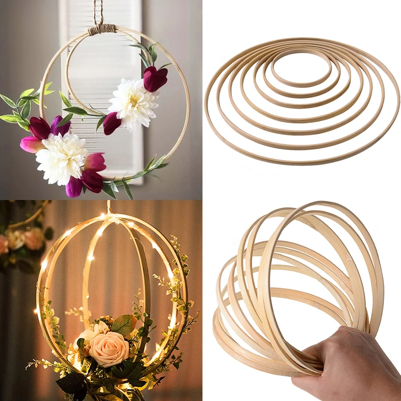 8-33cm Decorative Bamboo Circle DIY Handmade Material For Floral