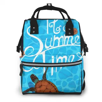 

Mummy Maternity Nappy Bag Summer Leaves Flowers Sea Turtle Large Capacity Nappy Bag Travel Backpack Nursing Bag for Baby Care