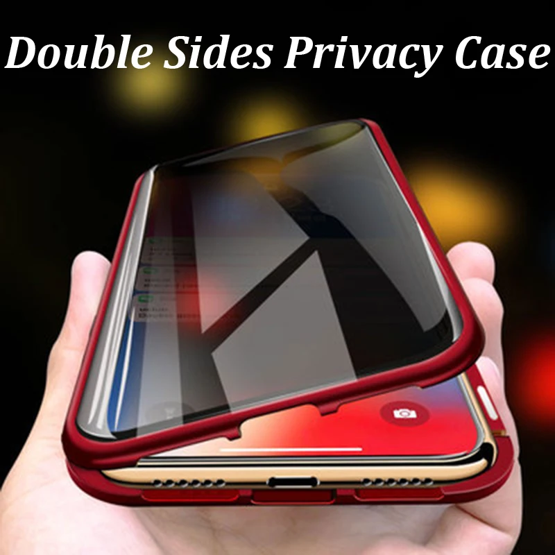 

Magnetic Metal Adsorption Privacy Double Sided 9H Tempered Glass Case For Huawei P30 P20 Pro P30 P20 Honor 9X V20 8X 10 Cover