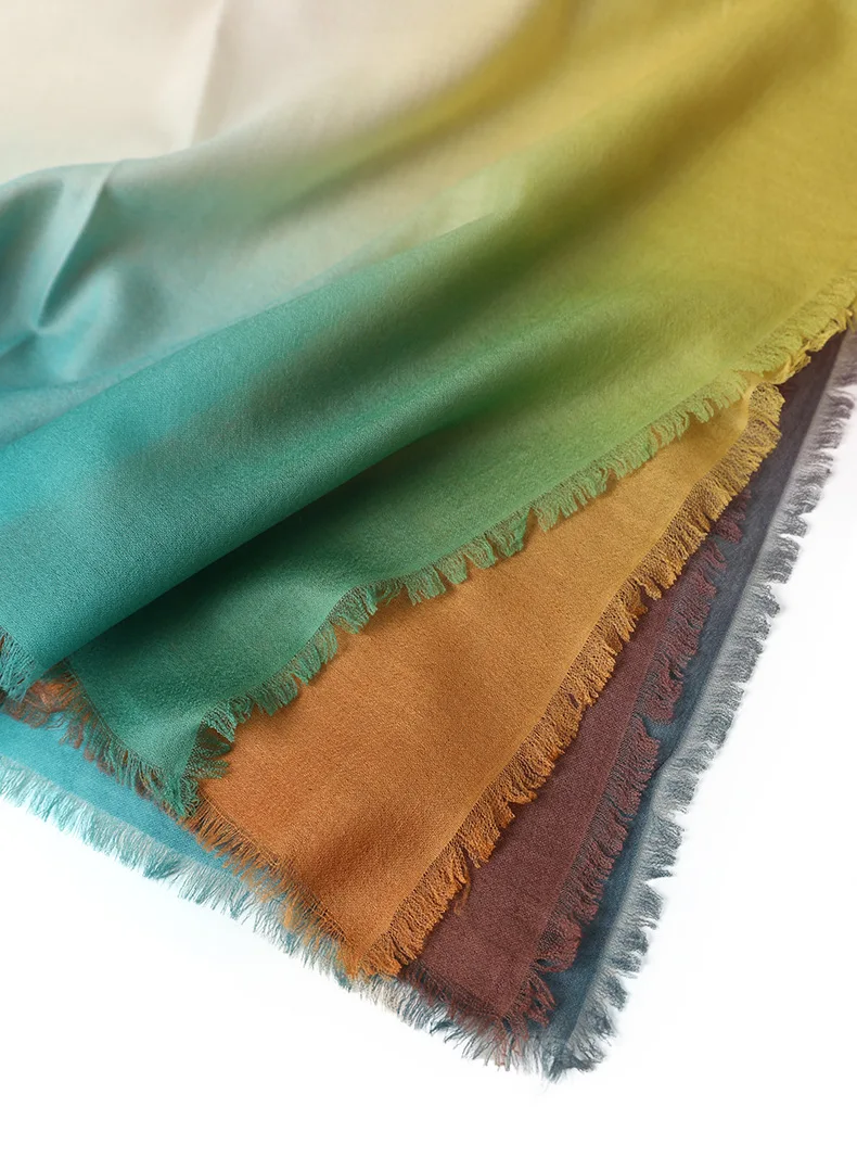 new wool multicolor gradient thin section women's shawl scarf dual purpose