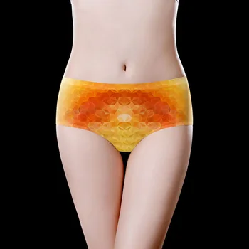

Orange Honeycomb Printed Briefs, Women's Seamless Underwear Wholesale